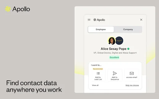 Apollo.io: Encuentra correos y teléfonos B2B gratis – Extensión - Screenshot 1