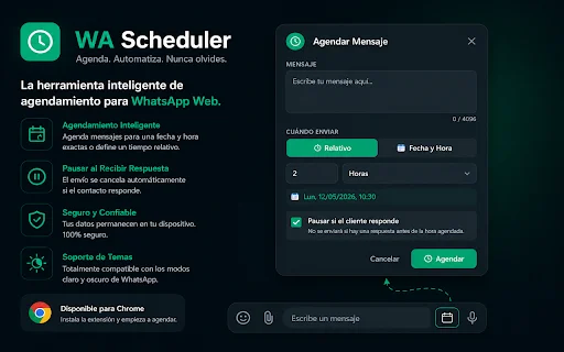 WA Scheduler: Programa mensajes en WhatsApp Web fácilmente - Screenshot 3