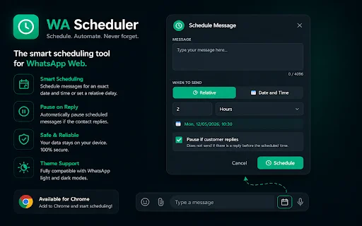 WA Scheduler: Programa mensajes en WhatsApp Web fácilmente - Screenshot 1