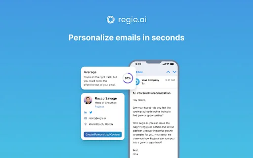 Regie.ai: Potencia tus ventas con IA – Extensión Chrome Gratuita - Screenshot 1