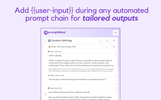 Prompt Blaze: Automatiza tus tareas de IA en cualquier sitio web - Screenshot 4