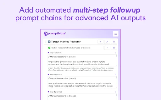 Prompt Blaze: Automatiza tus tareas de IA en cualquier sitio web - Screenshot 3
