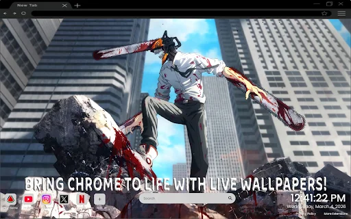 Chainsaw Man Fondo de Pantalla Animado – Nueva Pestaña Chrome - Screenshot 2